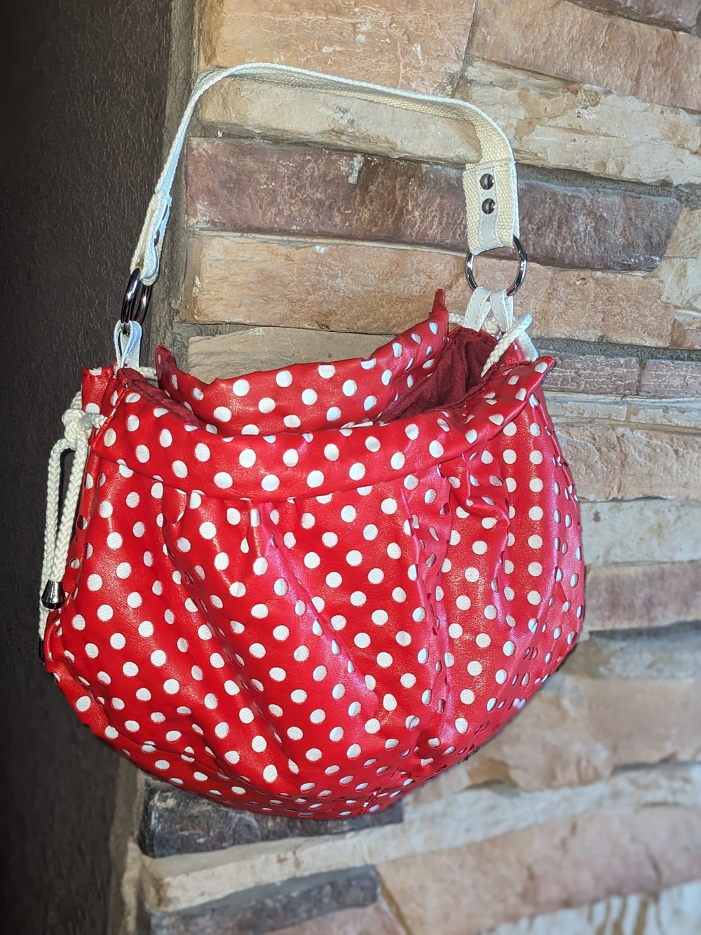 Altar'd State Red and White Polka Dot Shoulder Bag - Picture 1 of 8